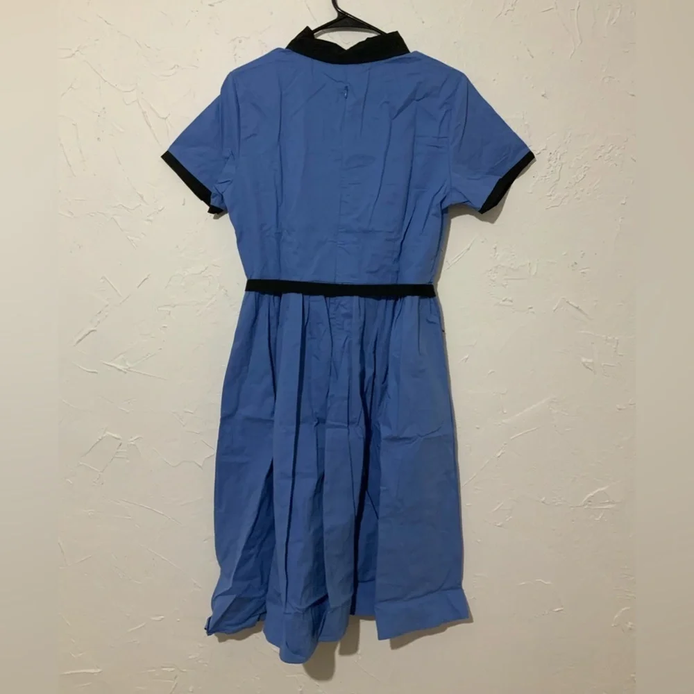 Vintage-Inspired Blue Fit & Flare Dress | Knee-Length | Retro Style Sz 12